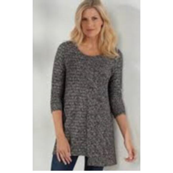 Soft Surroundings Medium Asymmetrical Hem Knit Sweater Heather Gray Long Sleeves - Picture 2 of 8